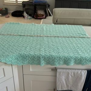 Hand made mint green baby knit blanket